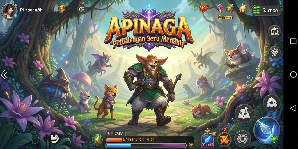 Tangkapan layar gameplay APINAGA menampilkan petualangan seru yang menanti.
