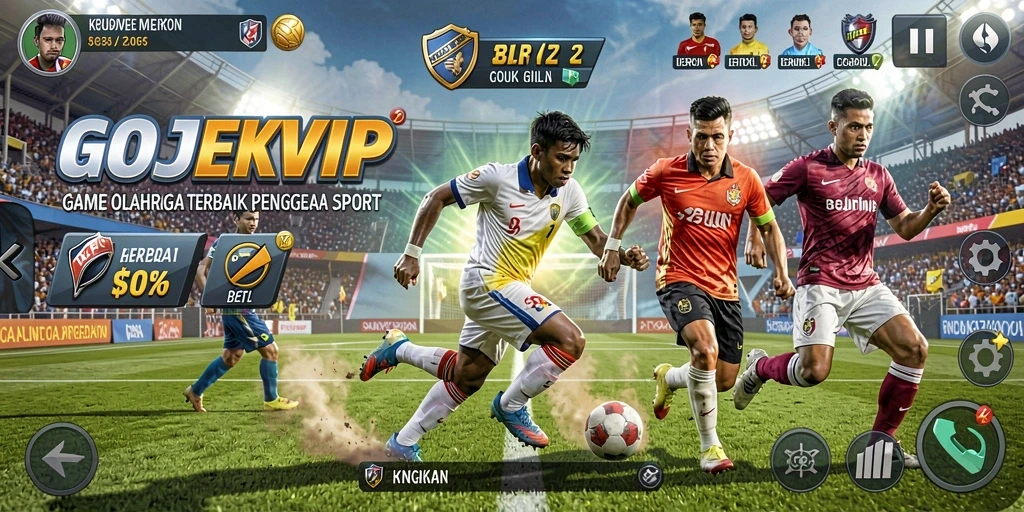 Tampilan gameplay yang seru di GOJEKVIP menunjukkan ketegangan olahraga.