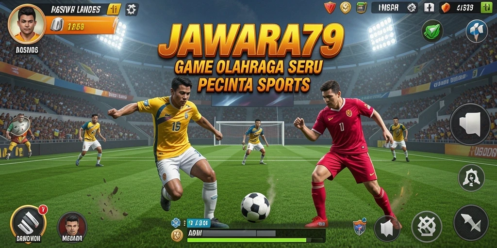 Screenshot utama JAWARA79 menampilkan aksi permainan olahraga yang menarik.