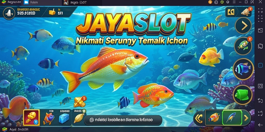 Tampilan gameplay seru JAYASLOT saat menembak ikan di laut.