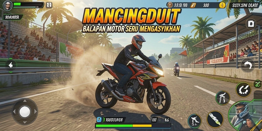 Tampilan seru balapan motor di MANCINGDUIT yang menegangkan.