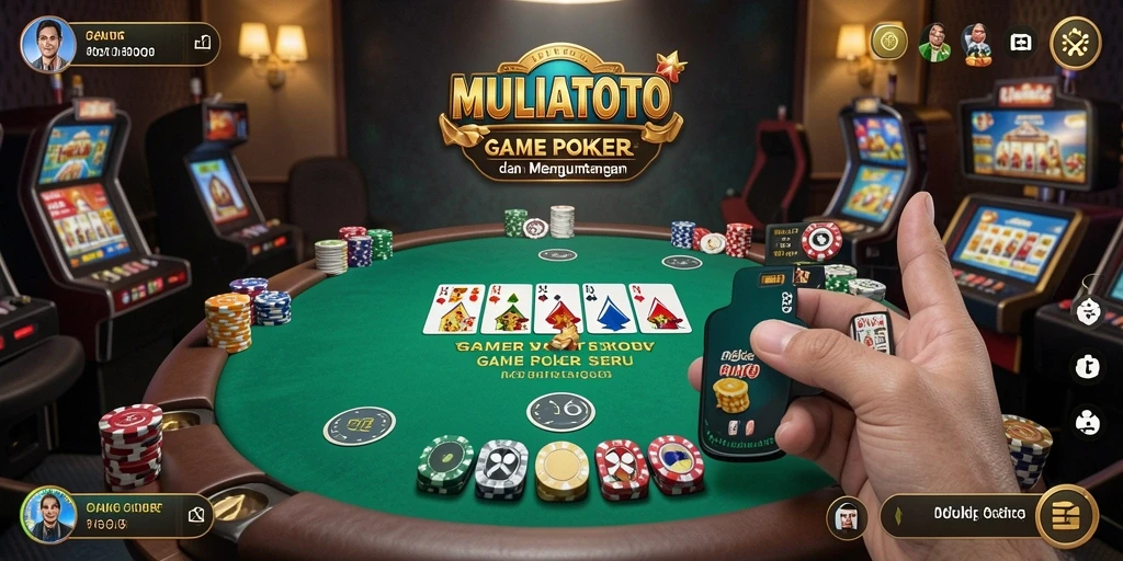 Tampilan gameplay seru dari MULIATOTO yang menampilkan aksi Poker.