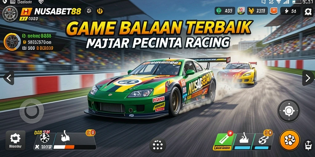 Tangkapan layar dari gameplay balapan yang mendebarkan di NUSABET88.