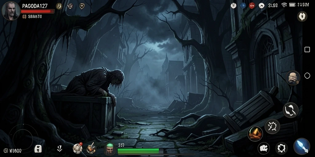 Screenshot utama PAGODA127 menampilkan suasana mencekam saat gameplay.