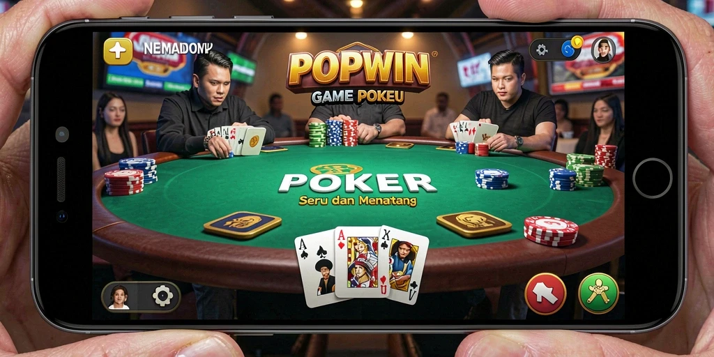 Screenshot utama POPWIN menampilkan aksi poker yang mendebarkan.
