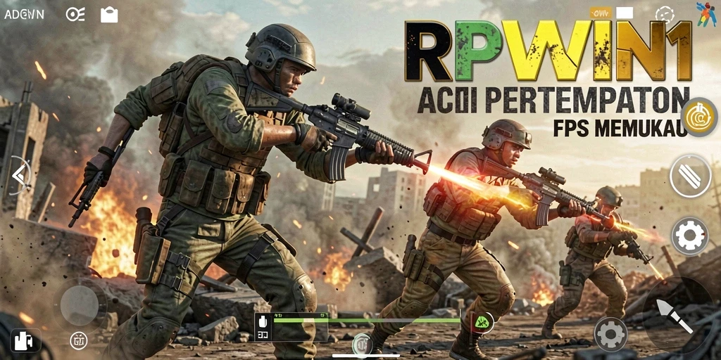 Skrinsut gameplay RPWIN1 menampilkan aksi seru dalam pertempuran FPS.