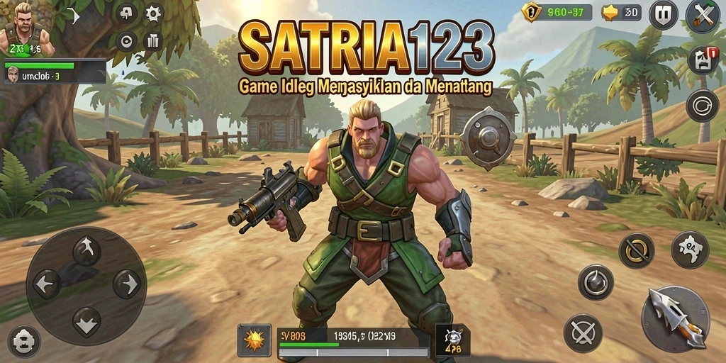 Screenshot gameplay SATRIA123 menampilkan karakter berjuang dalam mode Idle.
